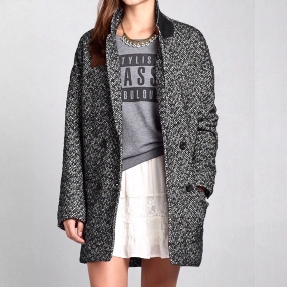 Abercrombie & Fitch Jackets & Blazers - Abercrombie&Fitch wool long black white peacoat M